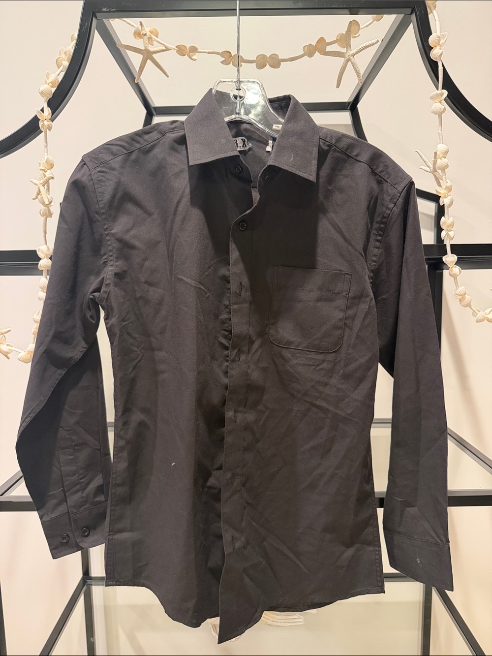 Boys Black Long-Sleeve Button-Up Shirt